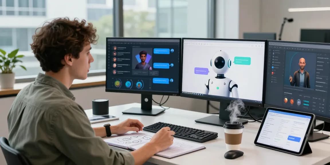 Engaging discussion on crushon ai technology in a vibrant tech workspace with AI interfaces.