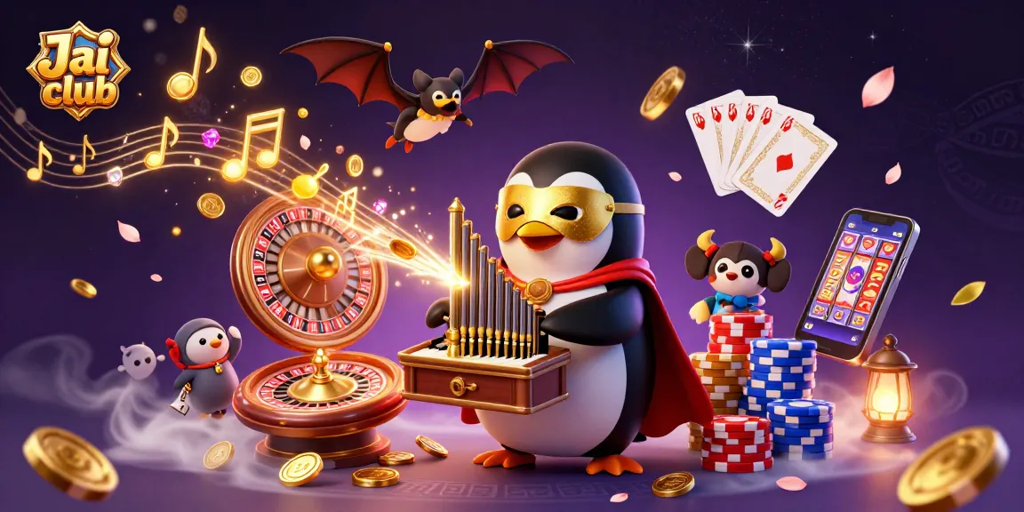 Engage with Jai club as the phantom penguin orchestrates a dazzling casino scene filled with wealth.