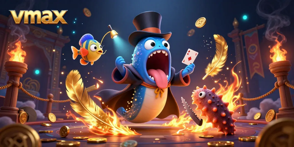 Engage in thrilling vmax gaming action as the gulper eel performs magic in a vibrant casino scene.