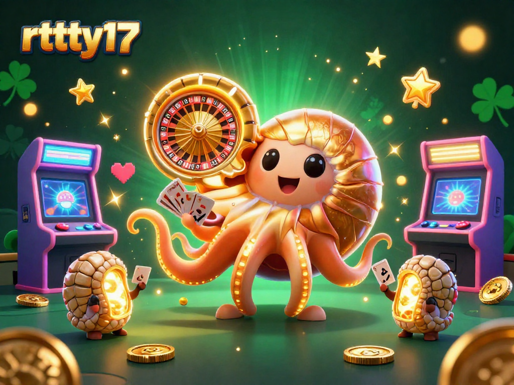 Experience the excitement of rttty17 with a vibrant 3D casino scene featuring a giant nautilus and glowing companions.