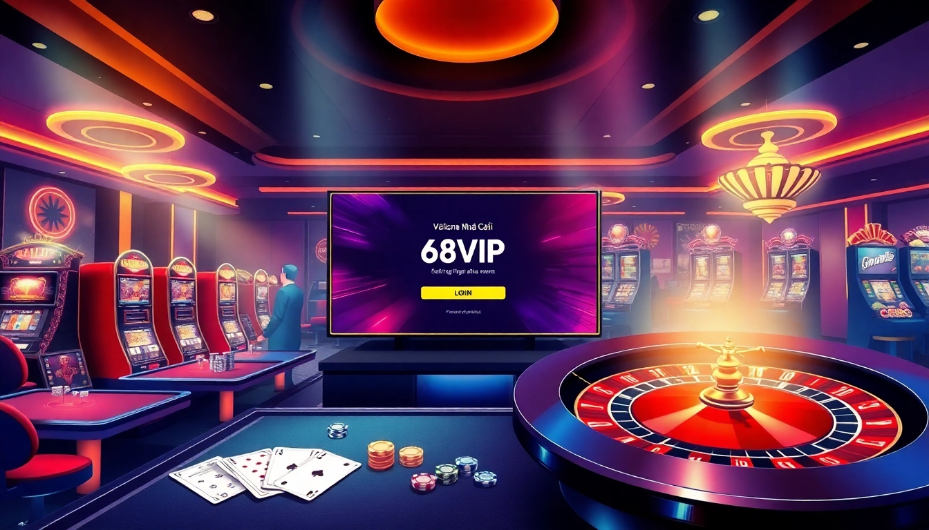 Engage in thrilling gaming at the Đăng Nhập Nhà Cái 68VIP interface with vibrant casino elements.