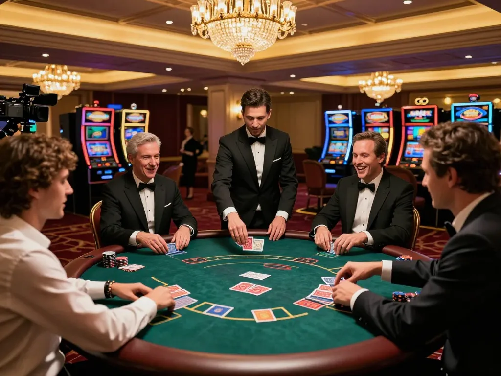 F168 players engaging in an exciting poker game at a luxurious casino.