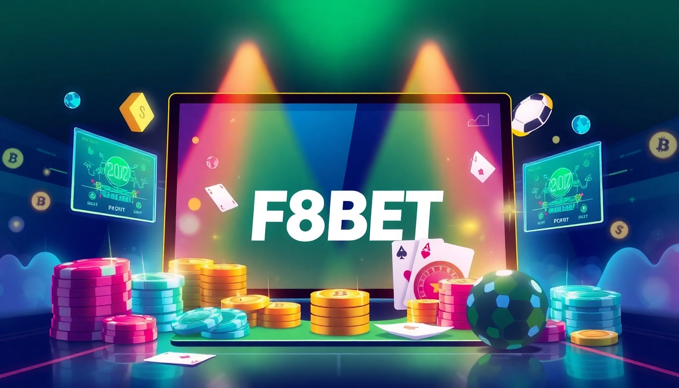Explore the dynamic online betting landscape at f8bet.io, featuring vibrant gaming elements and a professional interface.