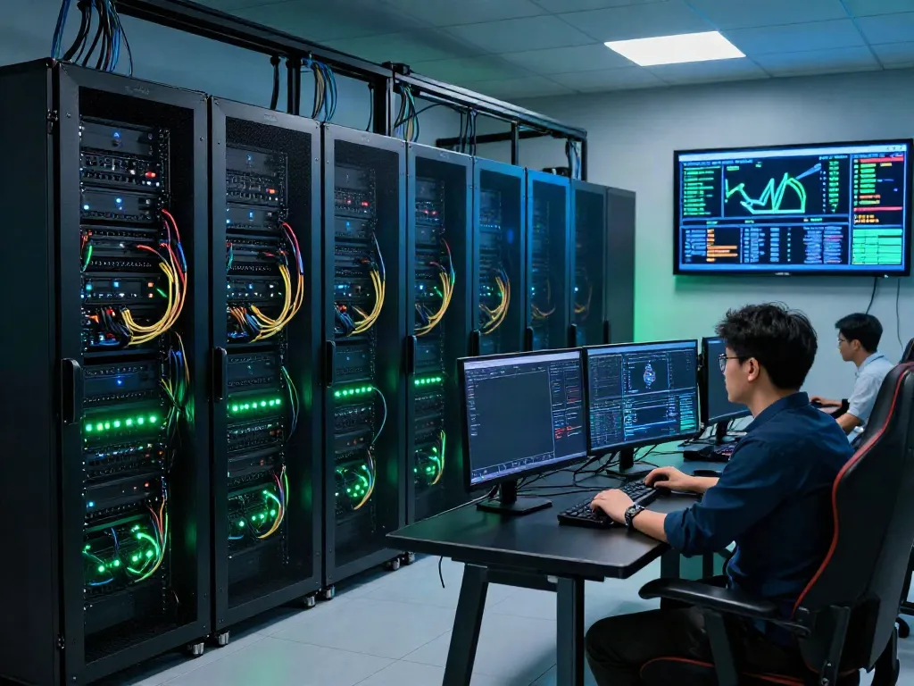 QQMacan's advanced gaming server room illustrating enterprise-level stability and performance for online slot gaming.