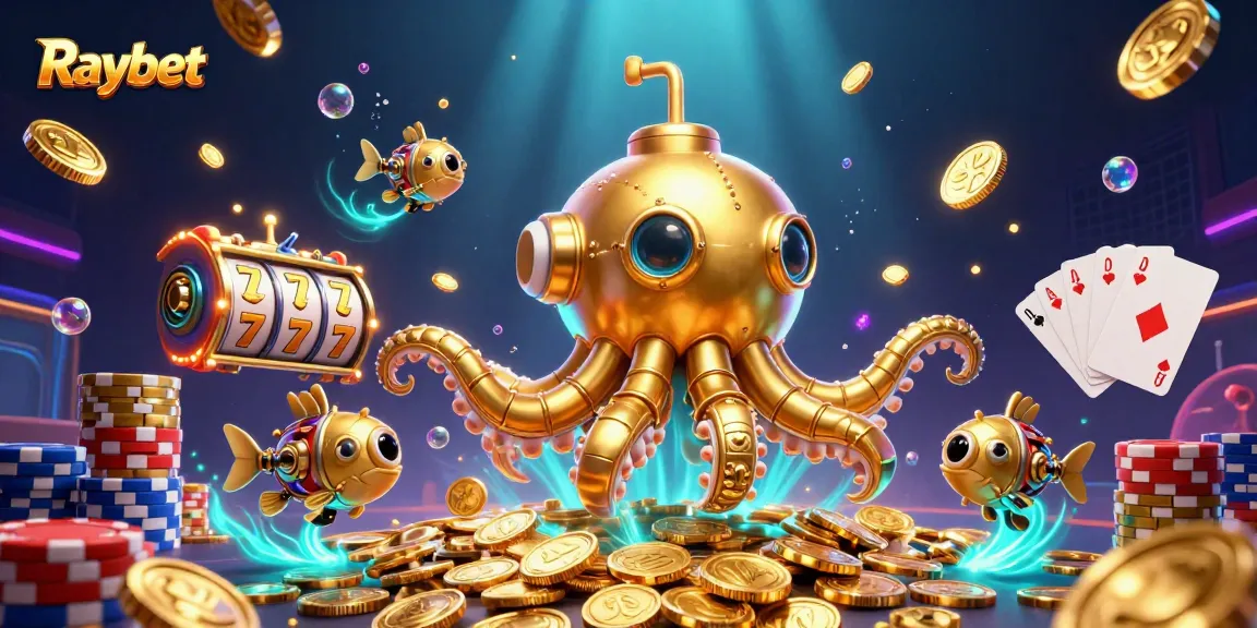 Experience thrilling wins with Raybet's vibrant casino games in a dynamic underwater scene.