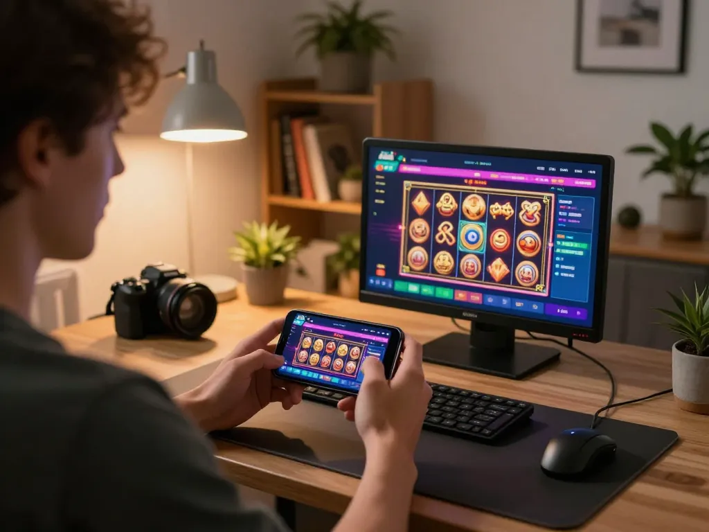 Alev Casino player engages with mobile app for seamless online gambling experience.