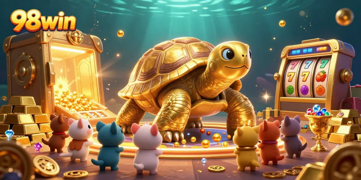 Experience thrilling jackpots with 98win in this lively, colorful casino scene.