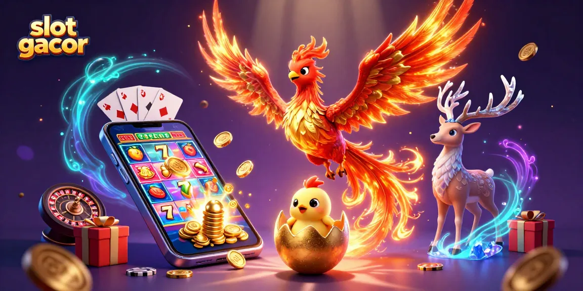 Menangkan slot gacor dengan ilustrasi 3D phoenix dan elemen kasino yang menarik.