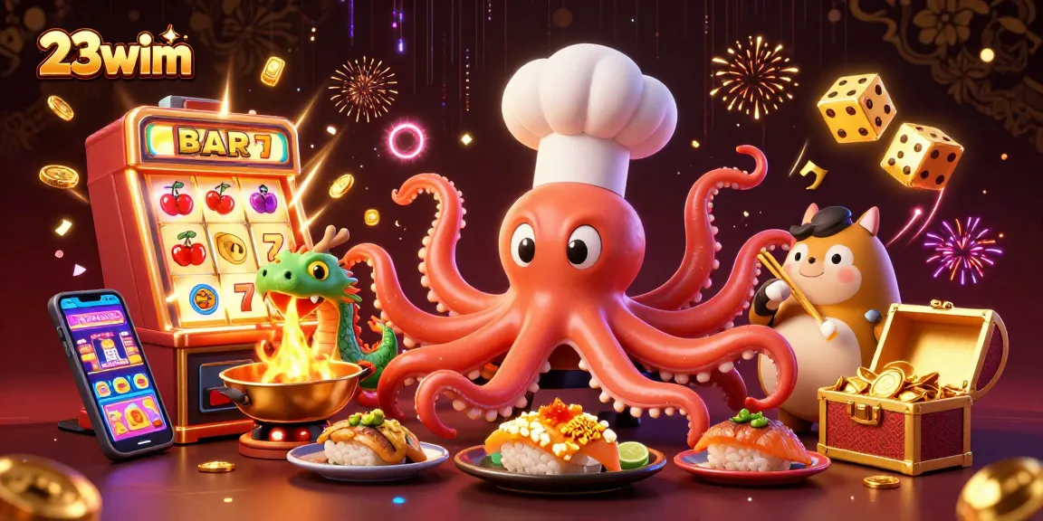 Experience thrilling jackpots at 23wim with vibrant casino graphics and 3D characters.