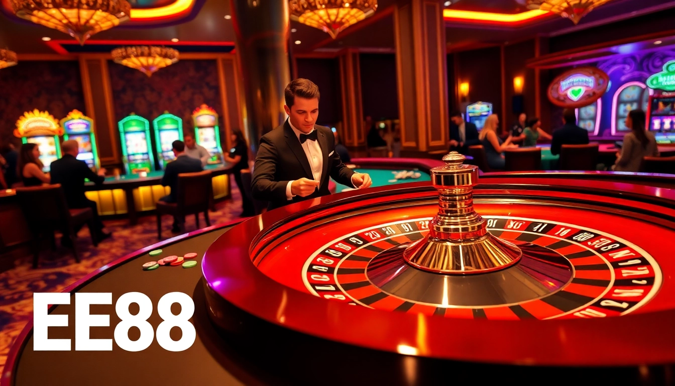 EE88 roulette table engaging players with thrilling gameplay and vibrant atmosphere.