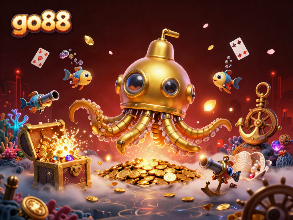 Engage in thrilling gameplay at go88 with a captivating underwater adventure featuring a golden kraken.