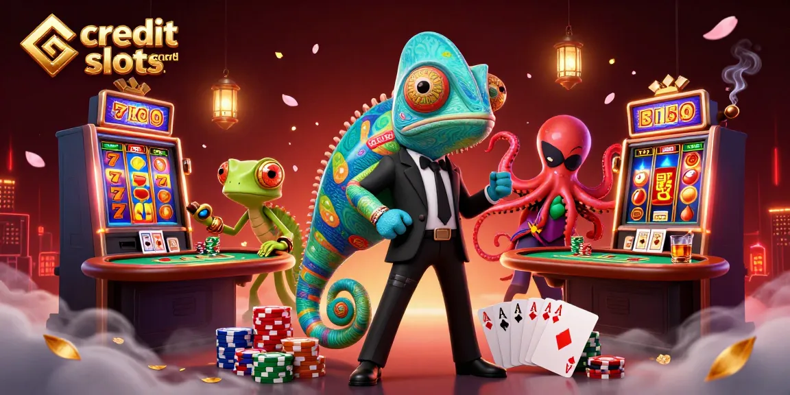 Experience high-energy credit card slots action with chameleon agent and friends.