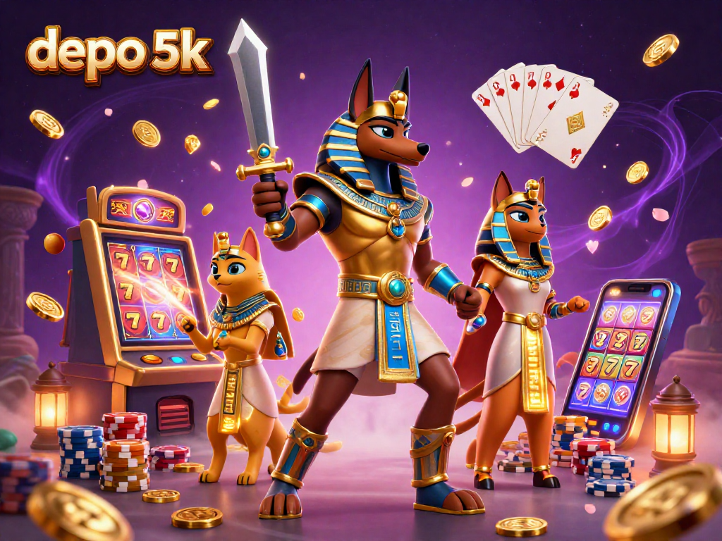 Play and win big with depo 5k as you spin slot reels surrounded by glowing hieroglyphs!