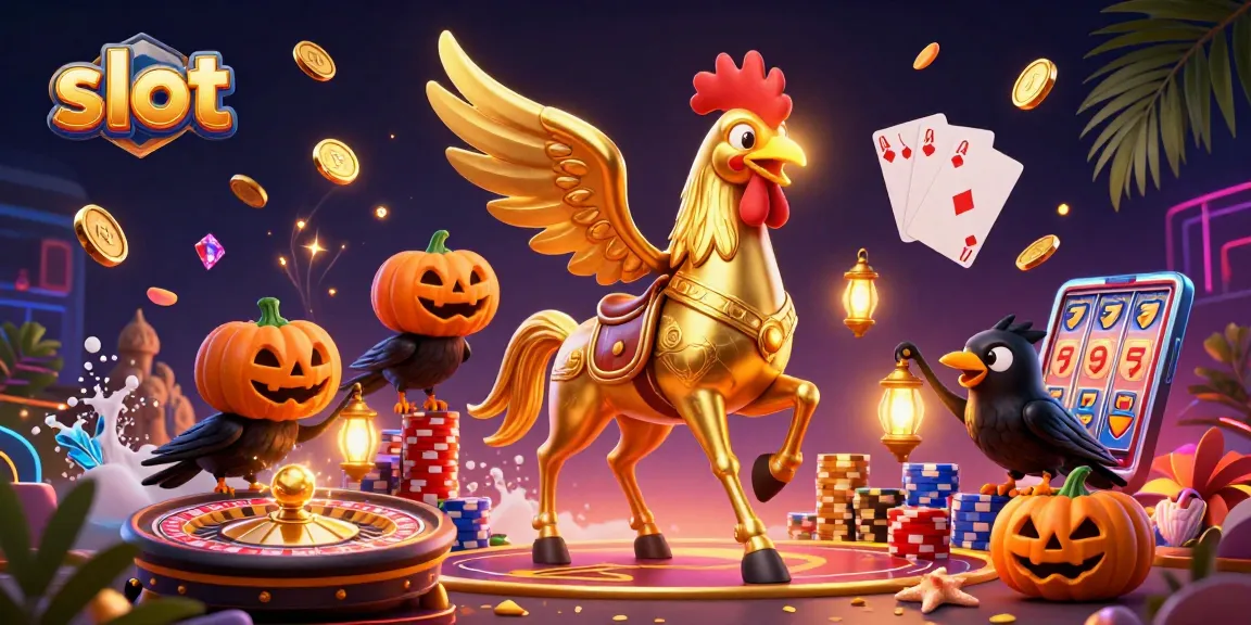 Spin to win with dynamic slot action surrounded by golden rooster and crows in a vibrant casino.