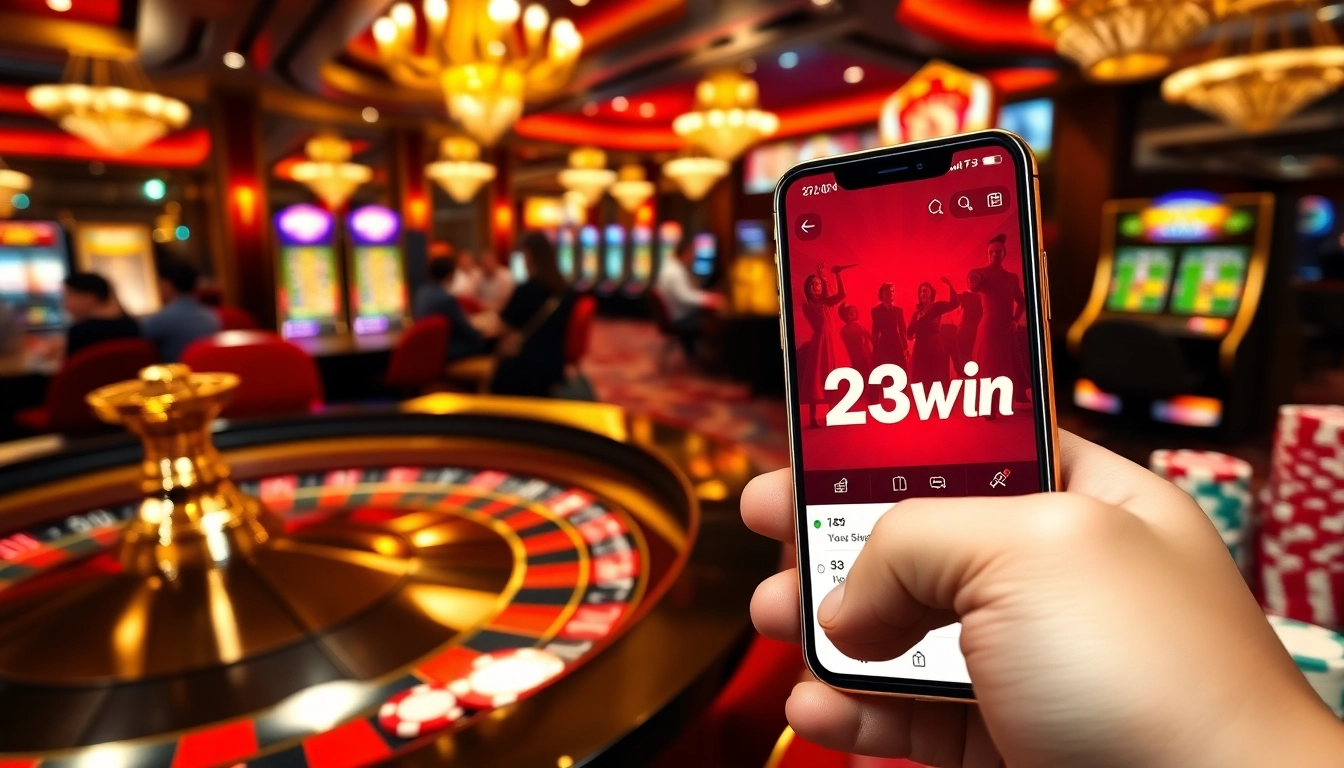 Experience the thrill of winning with the 23win app in a luxurious casino setting.