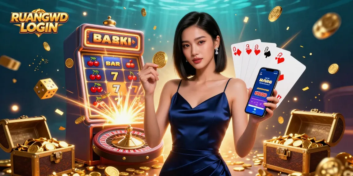 Engage with RUANGWD LOGIN through an alluring 3D casino scene, showcasing high stakes and excitement.