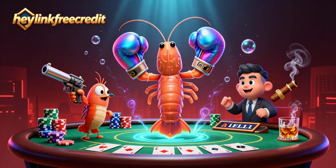 Engage with the vibrant scene of heylinkfreecredit showcasing iridescent boxing shrimp and poker excitement.
