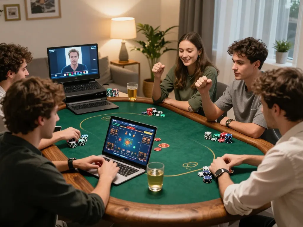Engaging online poker game with friends, showcasing badak178's strategic gameplay elements