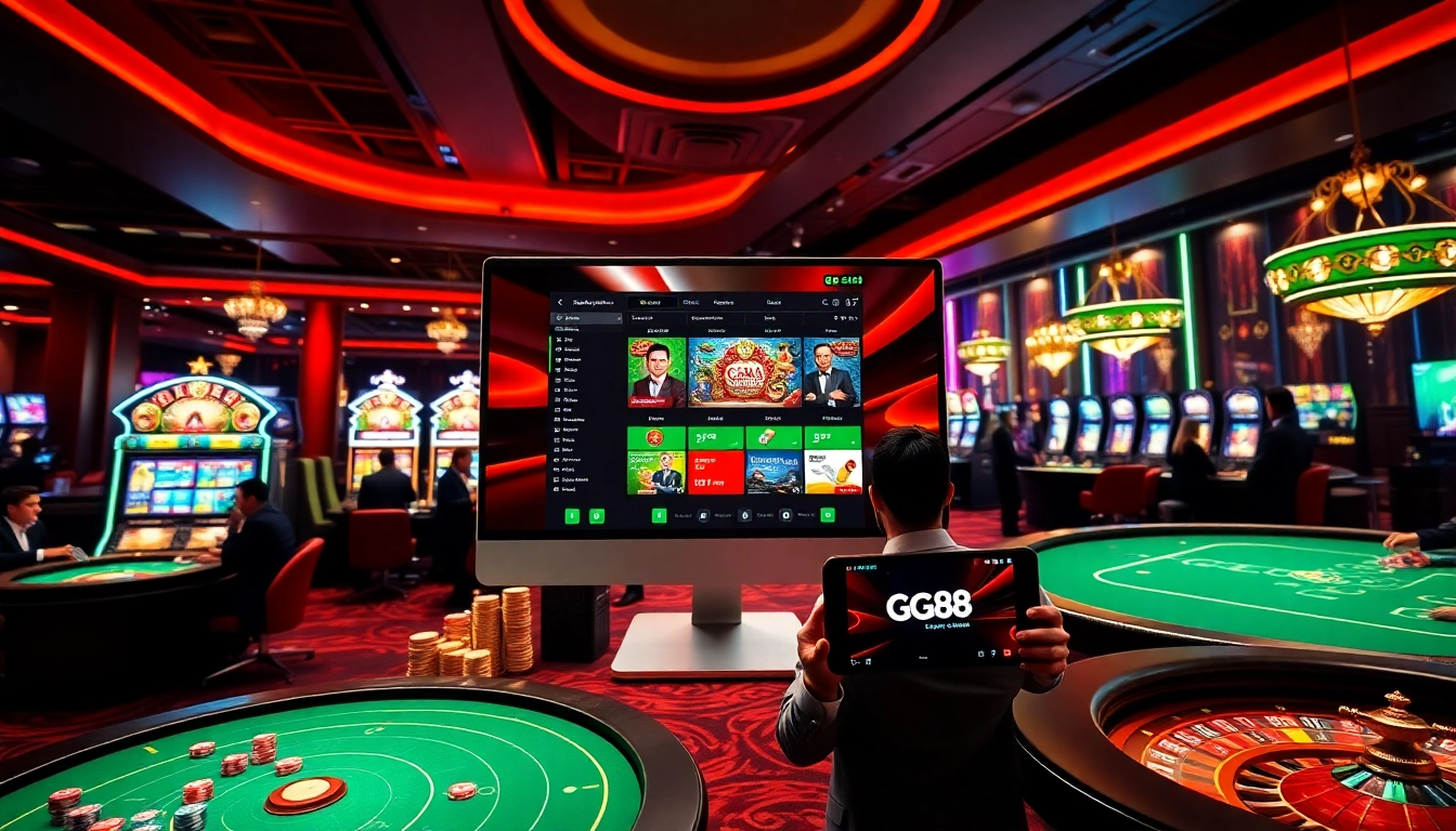 Engaging in winning online gaming at https://gg88live.com/ with vibrant casino elements and technology.