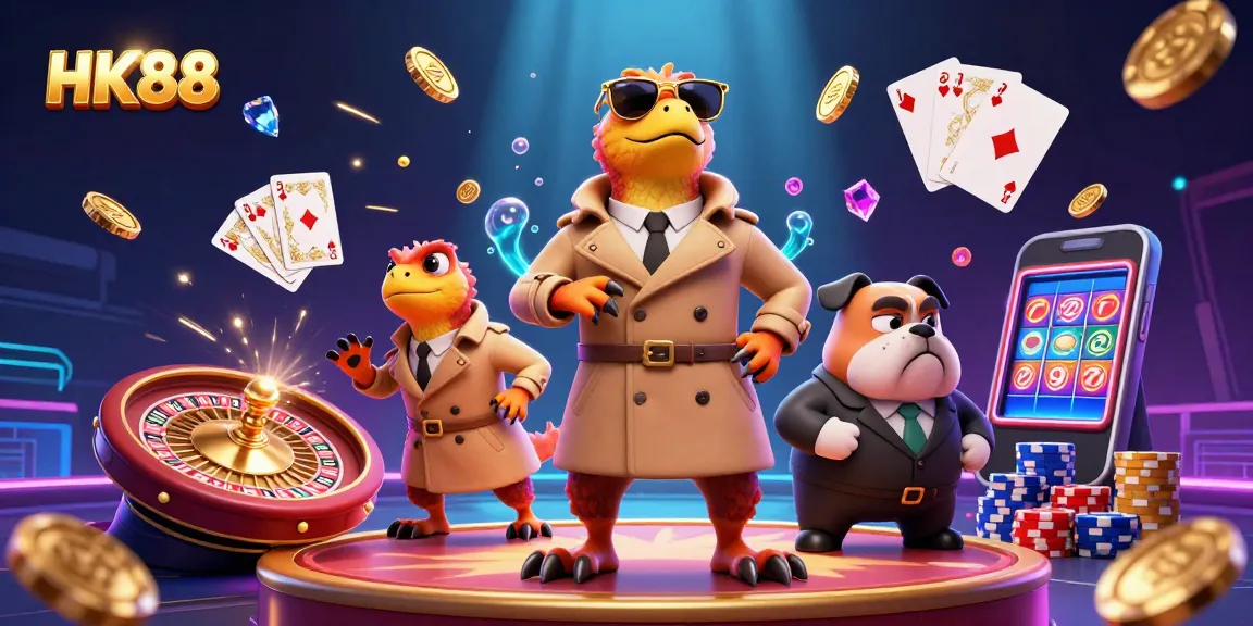 Engage with HK88's thrilling casino experience featuring raptors and a bouncer in a vibrant VIP setting.