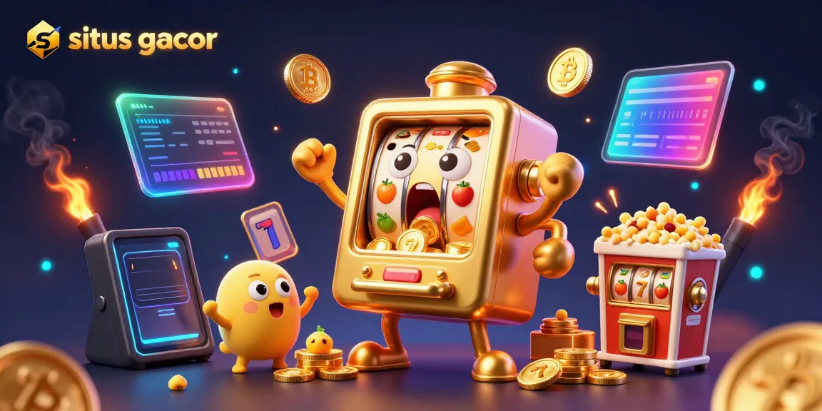Slot gacor dengan mesin slot beruang emas memaksa jackpot, dikelilingi koin bitcoin dan ethereum.