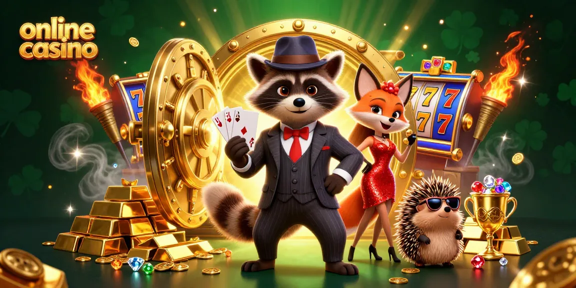 Experience excitement in this ultra-detailed online casino scene with charming characters and vibrant slot elements.