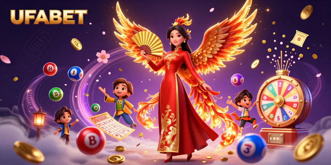 Play exciting lottery games with UFABET, featuring colorful elements and vibrant casino atmosphere.