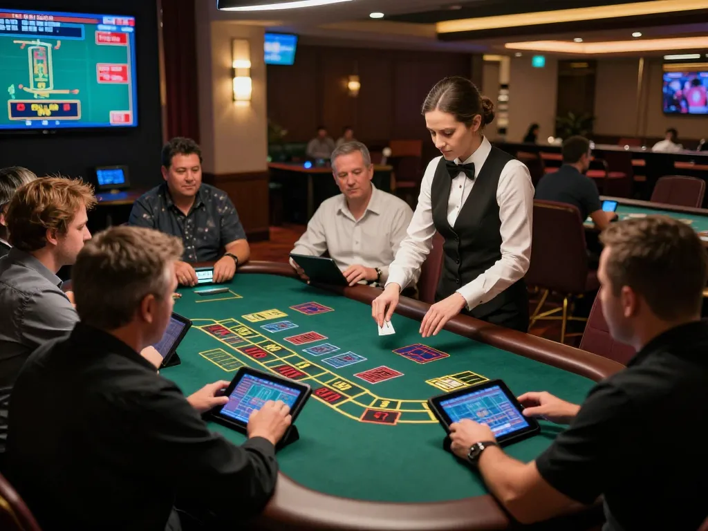 GO8 players enjoying a live blackjack game with a professional dealer in an engaging online casino atmosphere.