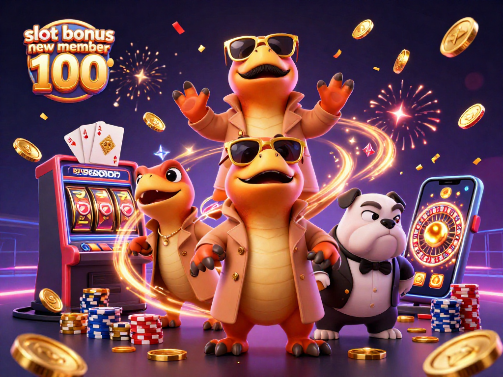 Experience the excitement of casino gaming with slot bonus new member 100 in this vibrant illustration.