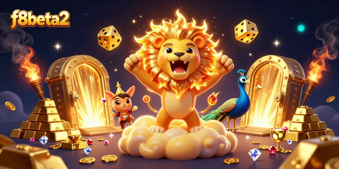 Experience excitement with f8beta2 as a majestic lion and dazzling dice embody casino thrills.