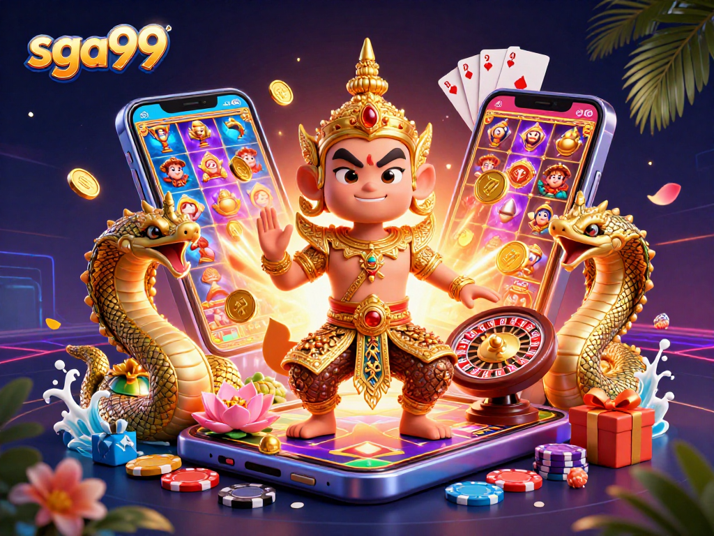 Engage in exciting gameplay at sga99 with a friendly yaksha guardian and Naga companions.
