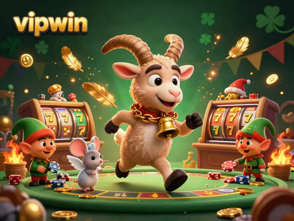 Experience thrilling gameplay at vipwin with an entertaining holiday-themed casino scene.