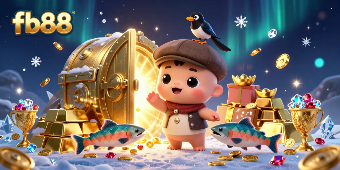 Experience thrilling gaming action at fb88 with vibrant treasure-filled casino scenes featuring playful characters.