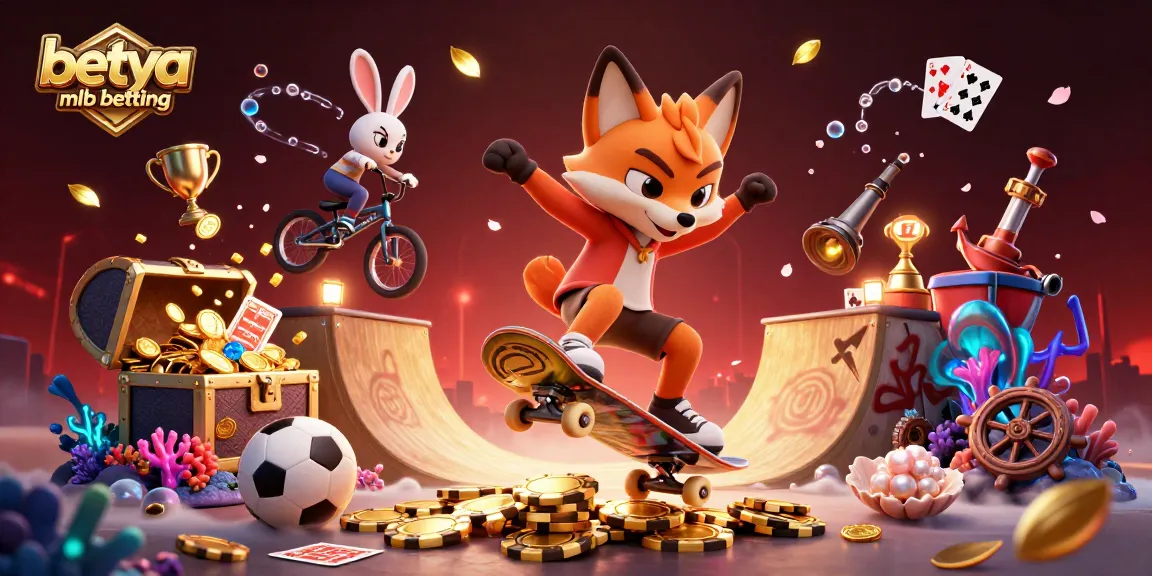 Join the excitement of betya mlb betting with animated characters and dynamic sports elements in a vibrant scene.