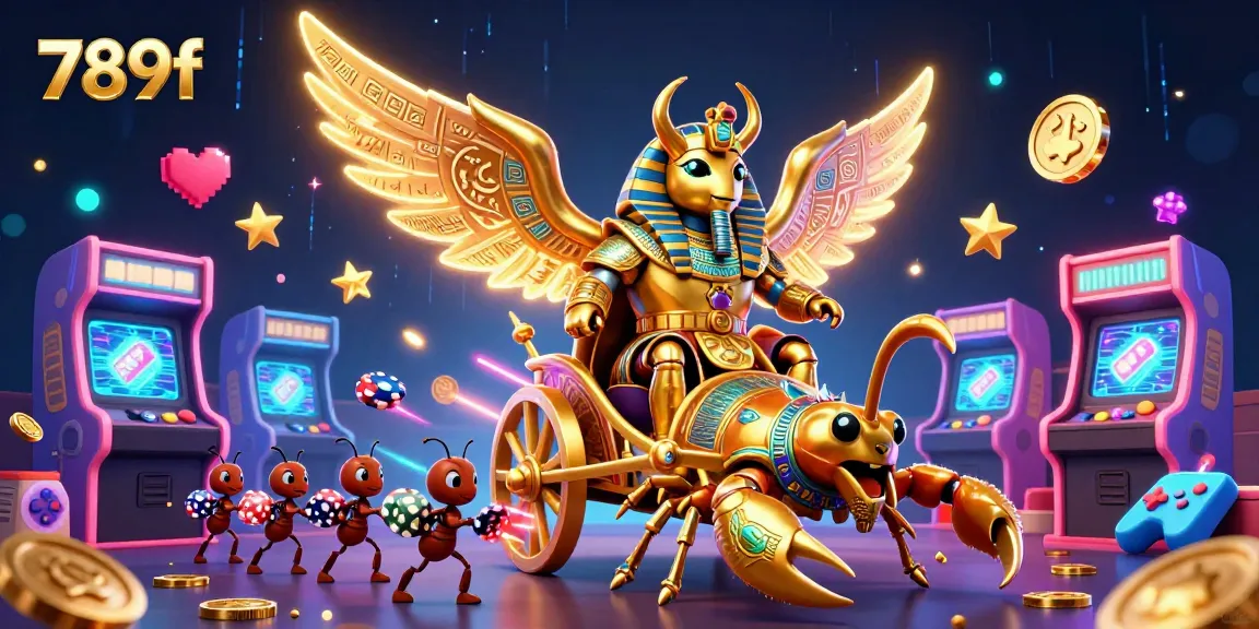 Engage with captivating gaming excitement at 789f featuring a monumental scarab beetle in a vibrant casino realm.