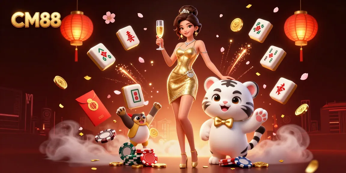 Experience exciting winning moments at CM88 Casino with glamorous characters and vibrant gaming elements.