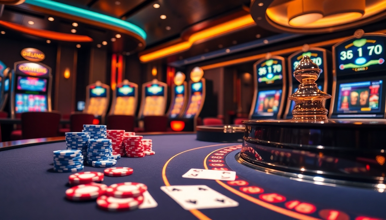Experience high-stakes gambling excitement at 688v with vibrant poker chips and roulette wheels.