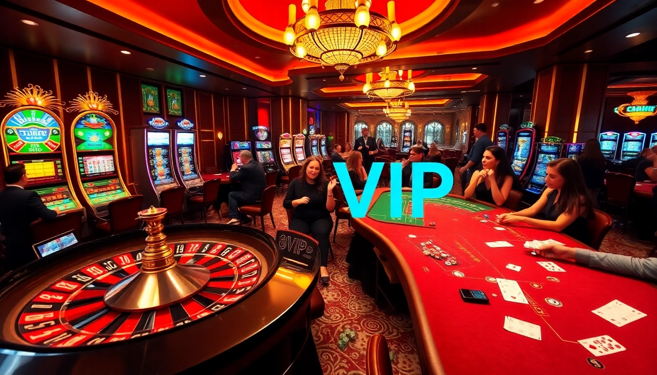 Exciting casino experience at 68VIP with players enjoying roulette and poker tables.