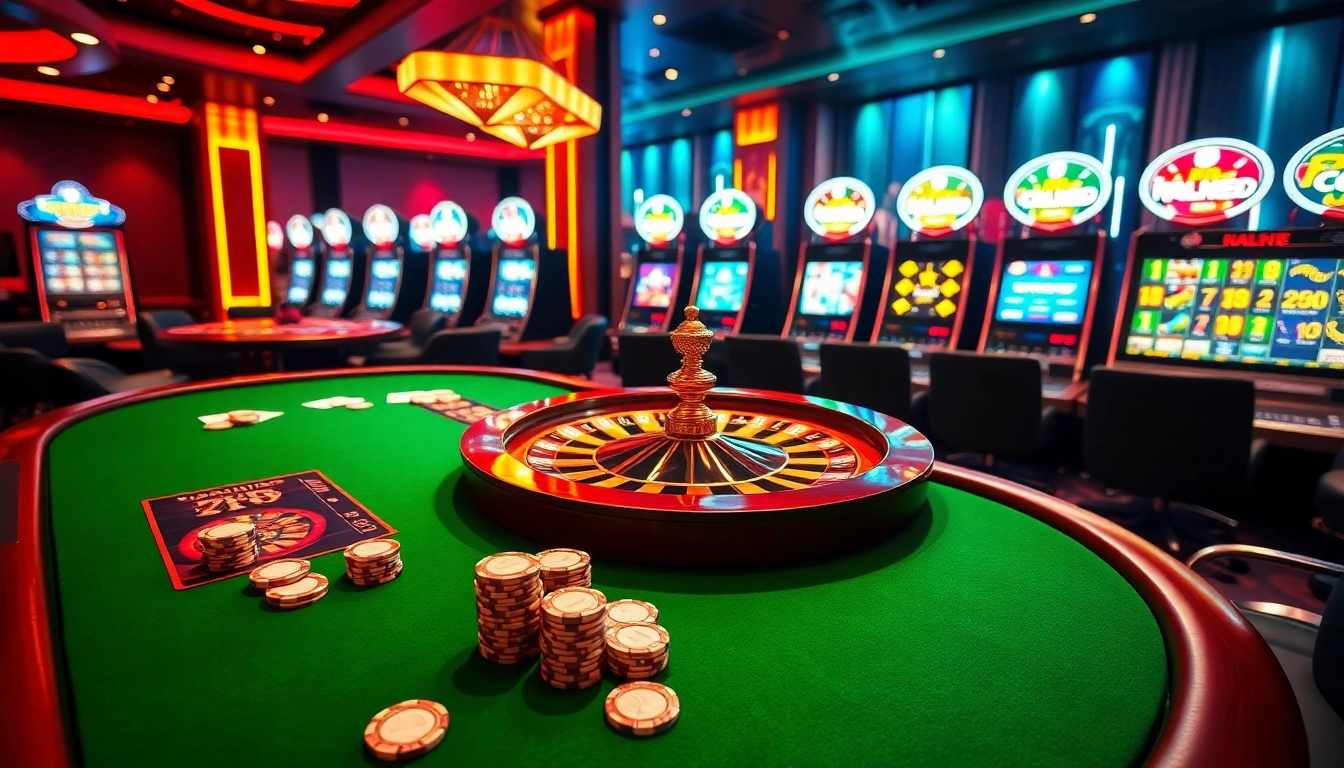 Experience thrilling gaming moments at https://lc88ta.com/ with dynamic casino scenes featuring tables and slots.