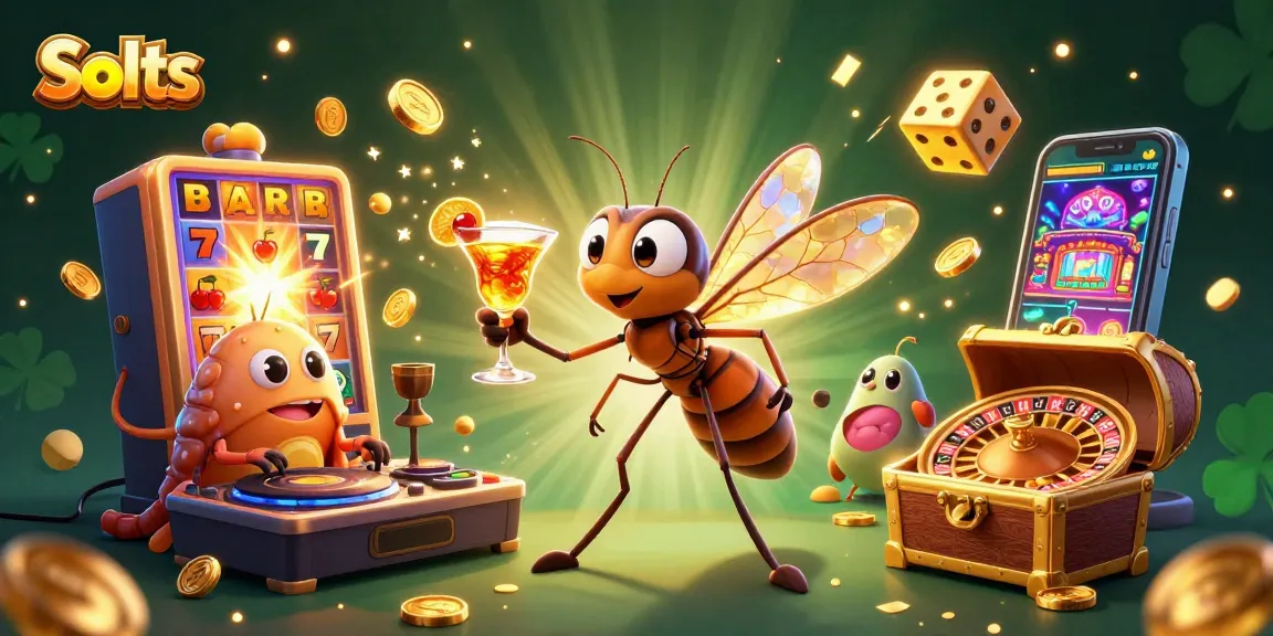 Slots burst with excitement as a cartoon mosquito mascot showcases jackpots and gaming elements.