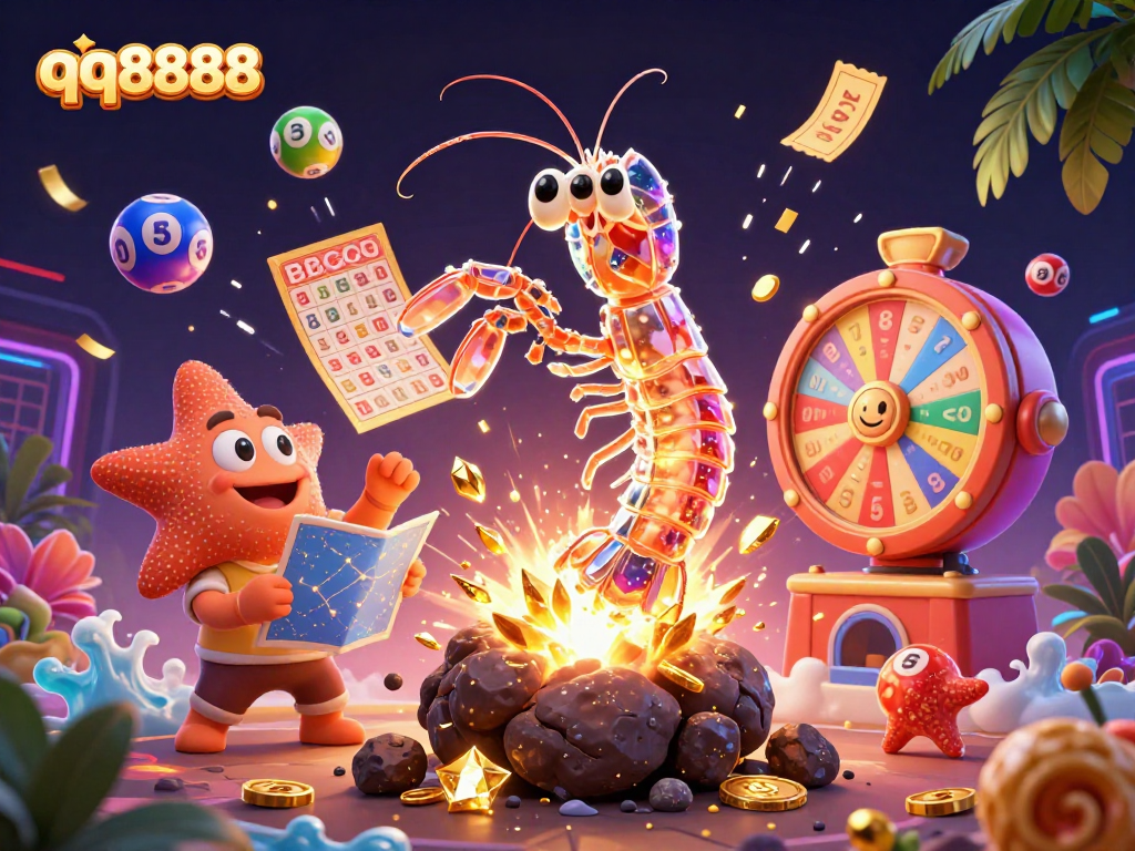 Engage with qq8888 in a dynamic casino scene, featuring vibrant elements of luck and fortune.