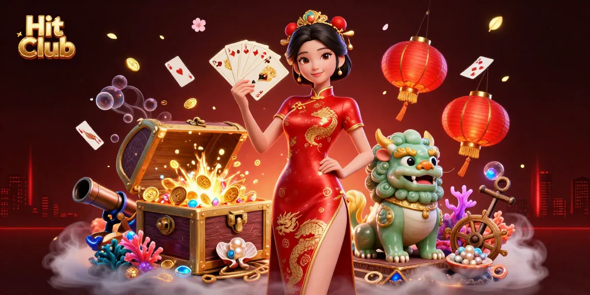 Hit Club showcases thrilling gaming with a woman in red, jade lion, and vibrant symbols.