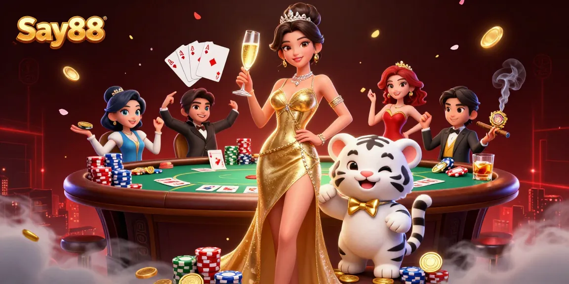Experience the thrill of Say88 with glamorous casino elements in an inviting dynamic scene.