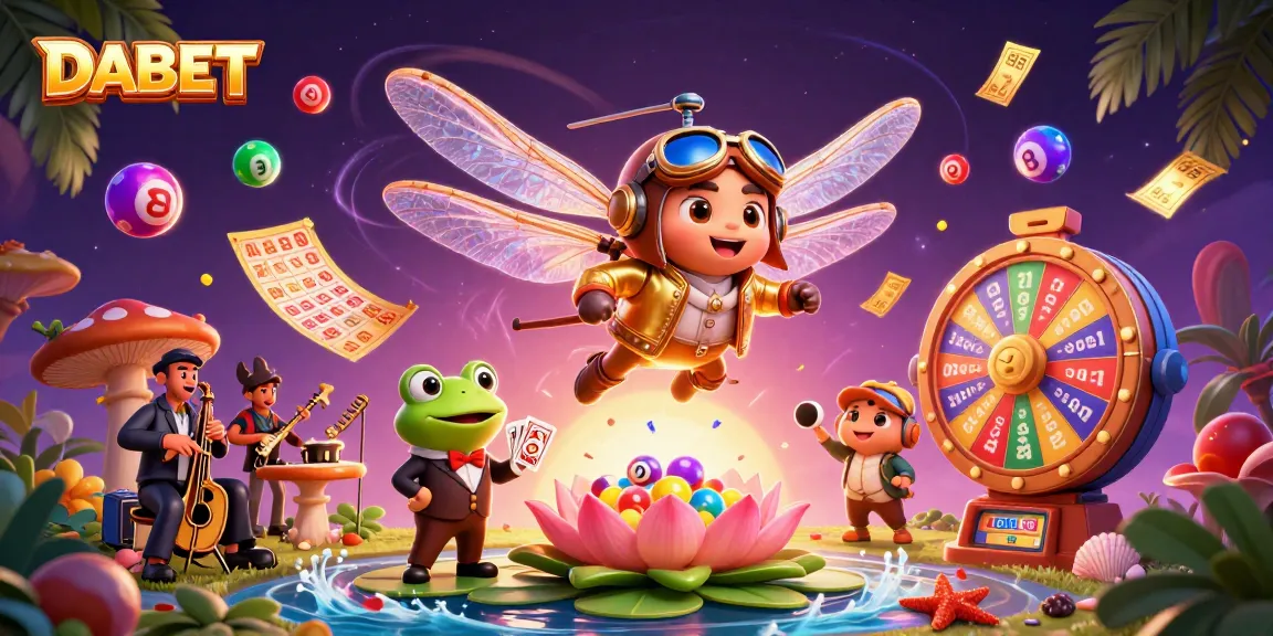 DABET invites players to win big with a vibrant 3D illustration of unique casino characters and game elements.