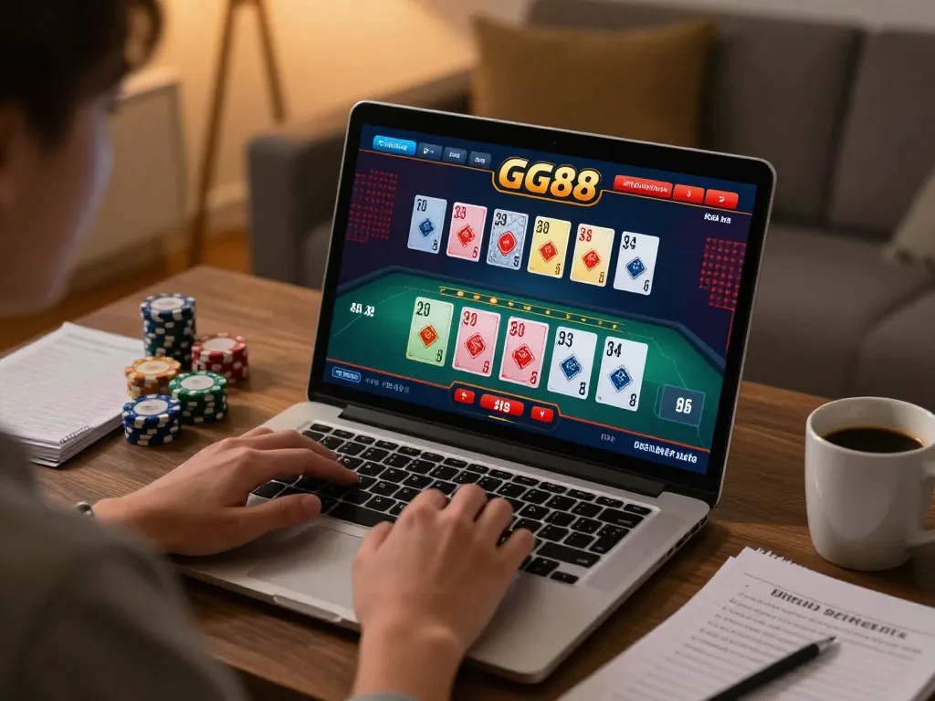 Player strategizing in GG88 online casino blackjack session for winning gameplay