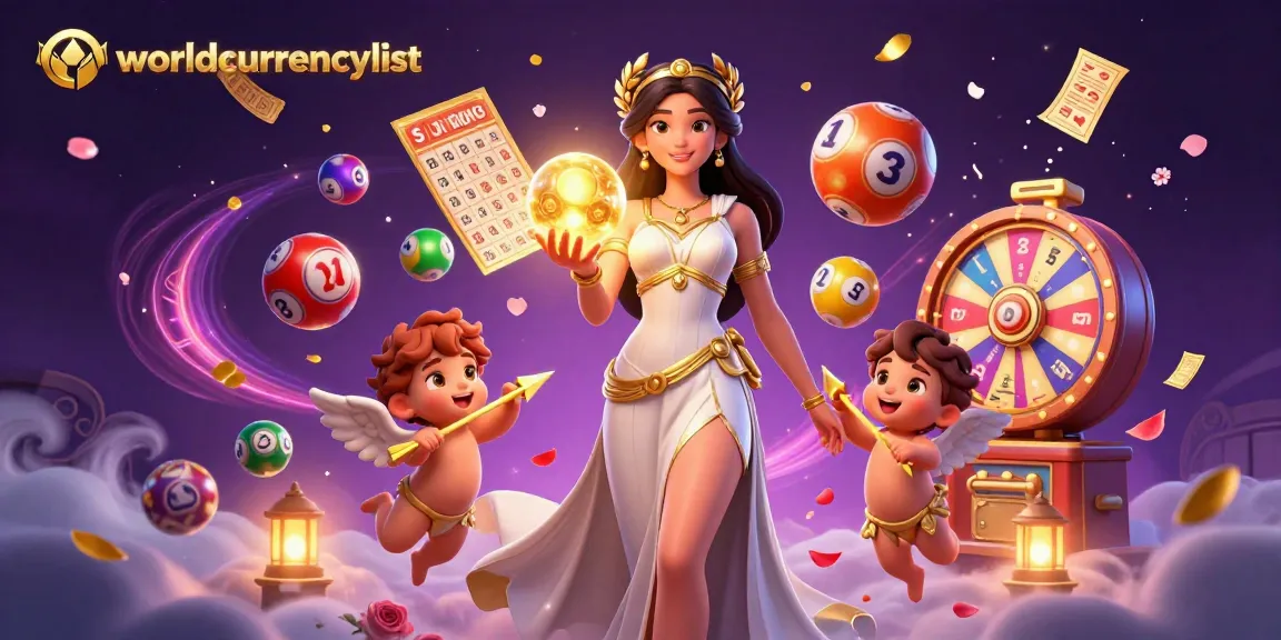 Experience excitement with worldcurrencylist's vibrant lottery-themed illustration featuring a Grecian goddess.