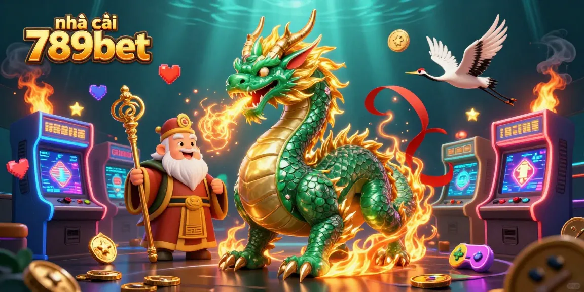 Experience the vivid world of nhà cái 789bet with a dragon and sage among casino elements.