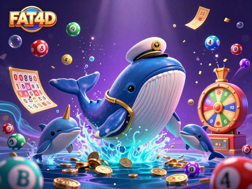 Engage with the vibrant casino experience at FAT4D featuring a dynamic scene with a whale and playful dolphins.