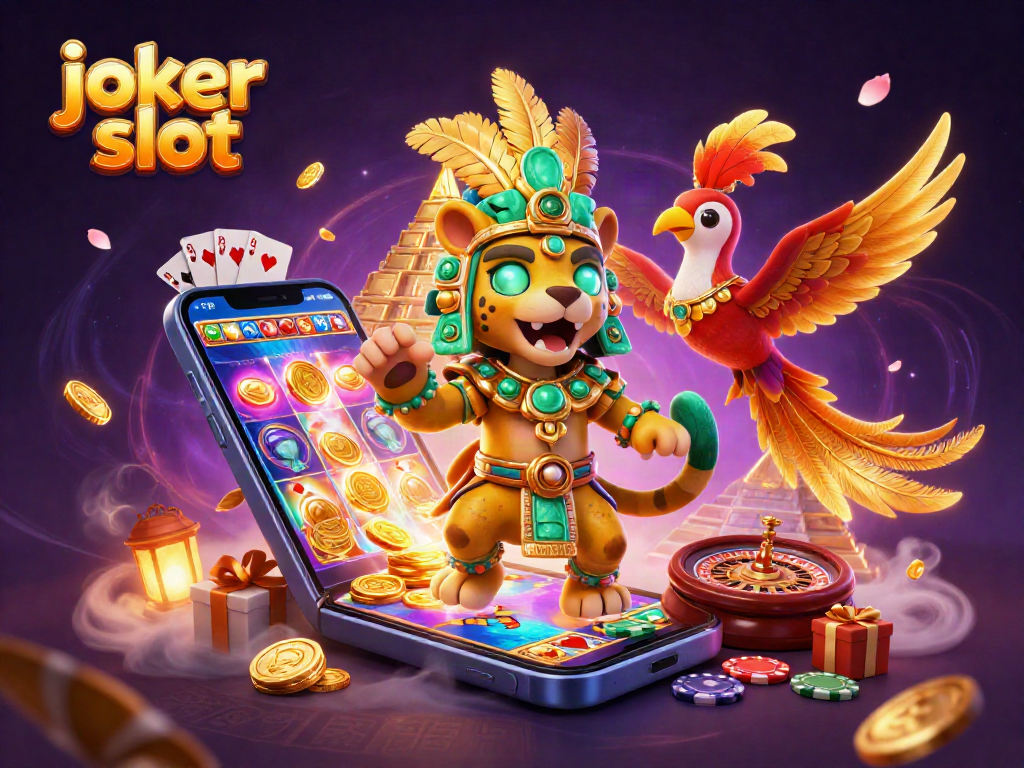 Spin the joker slot with this vibrant 3D scene of Mayan characters and dynamic game elements.