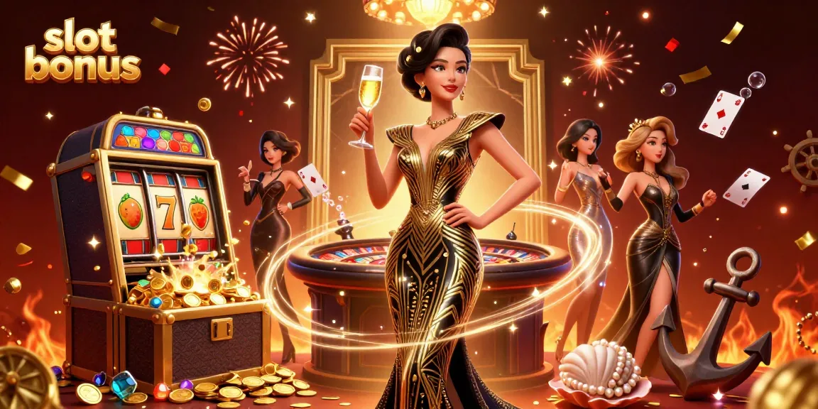 Spin the slot bonus with vibrant art, featuring glamorous celebration elements and exciting gameplay.